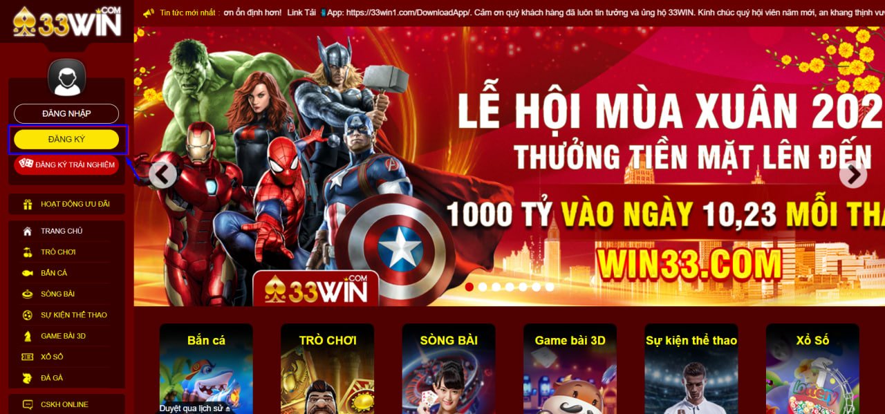 HƯỚNG DẪN ĐĂNG KÝ 33WIN